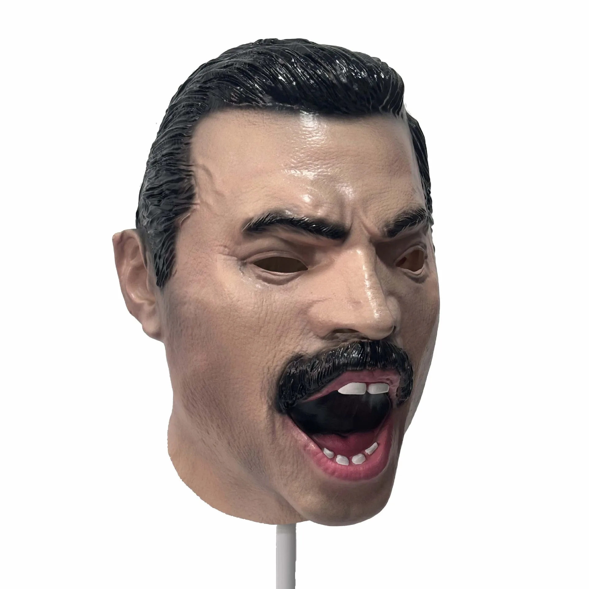 Realistische Bärtige Männer-Vollkopf-Latexmaske mit Offenem Mund-Design für Erwachsene, Maskerade, Halloween, Cosplay, Kostümparty-Requisiten – Detail 6