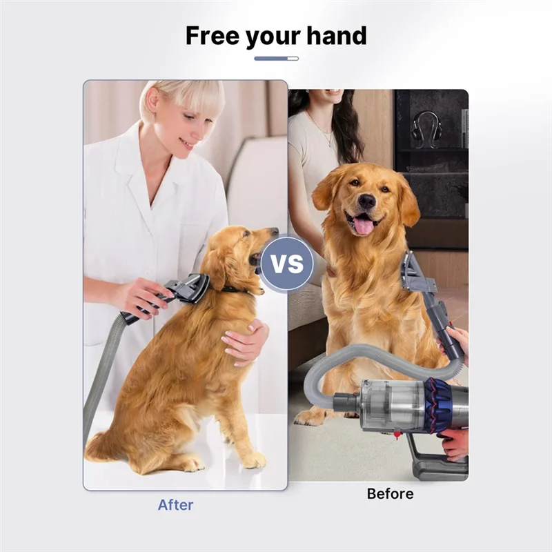 Pet Grooming Kit , Dog Brush Hair Vacuum Attachment for Dyson V7/8/10/12/15, with Extension Hose and Trigger Lock