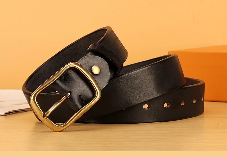 Vollnarbenledergürtel für Herren, 100 % italienischer Gürtel aus echtem, massivem Leder, lässiger Jeansgürtel, 5 mm dick, robuster Arbeitsgürtel für Herren – Detail 7
