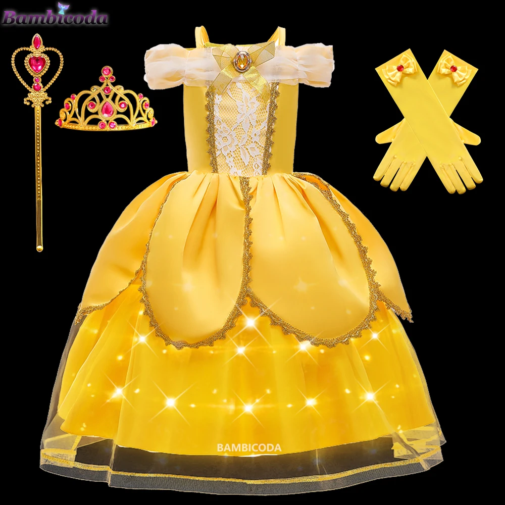 open lace back dress Disney Princess Deluxe Belle Beauty and the Beast Gold Rose Tutu Dress –  EverAfterTutuCo main image 0