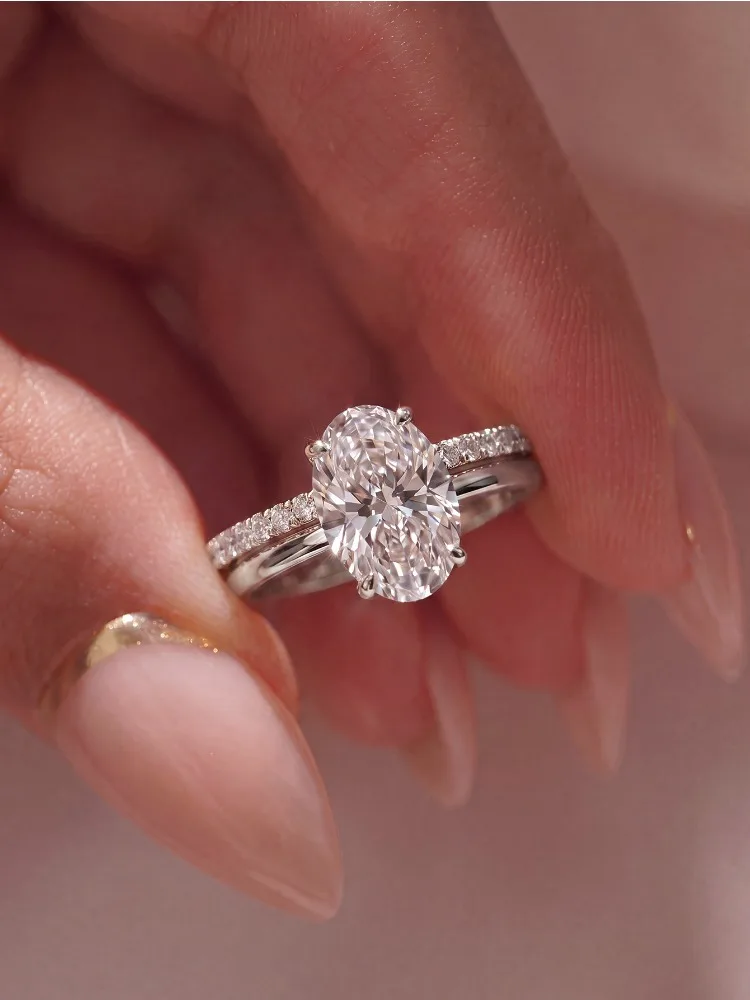 925 Sterling Silber Luxus 7*10mm Eiförmiger Stapelbarer Zirkon-Ring für Damen, Verlobung, Hochzeit, Hochwertiger Edel-Schmuck – Detail 4