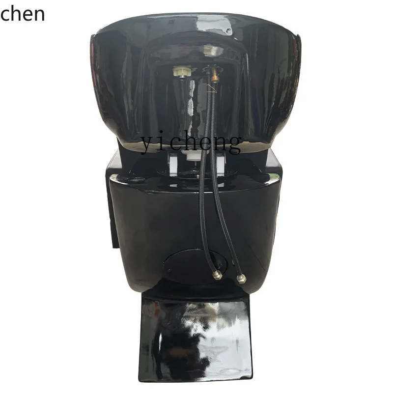 YFY  Barber Shop Shampoo Chair Half Lying Deep Basin Flushing Bed Hair Salon Shampoo Chair Ceramic Basin
