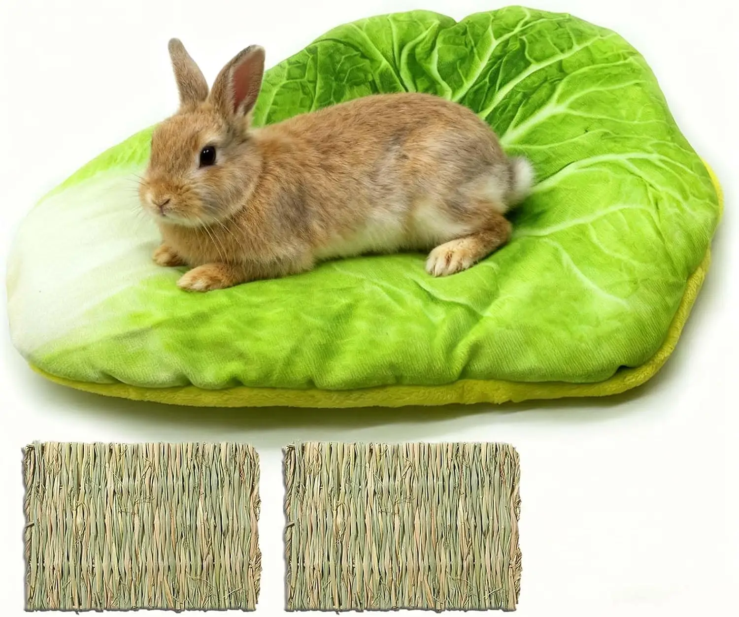 

Cozy Bunny Bed,Warm Fleece Rabbit Bed with Chewable Grass Mat,Guinea Pig Sleeping Pad for Hamsters Chinchilla Hedgehog Squirrel