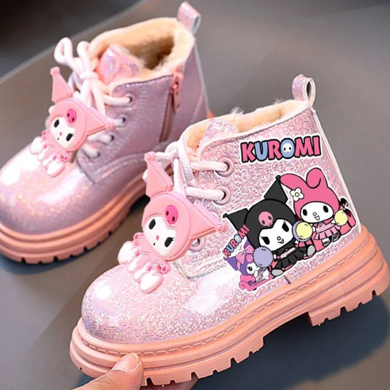 Sanrio Kuromi Snowboots Meisje Martin Laarzen Hot My Melody Hello Kitty Kawaii Kinderen Winter Stijl Cartoon Laarzen Prinses Cadeau