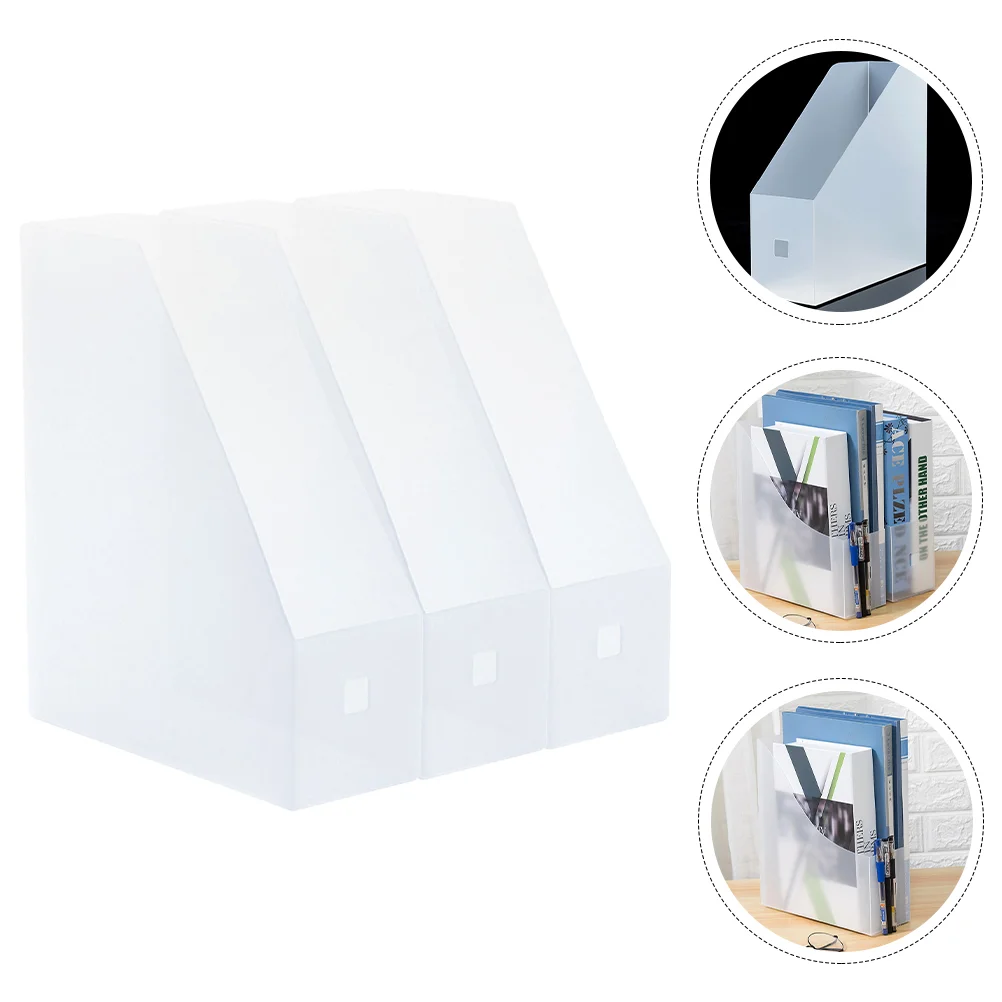 3 Pcs File Storage Box Desktop Rack Folders Document Organizer Magazine Bookshelf