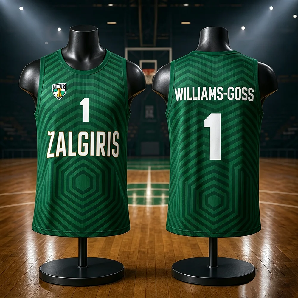 Litauen Unisex Žalgiris Kaunas Basketball-Trikot Weste Schnelltrocknende Sport-Trainingsweste für Kinder Spezielle Spieltag-Ausrüstung – Detail 1
