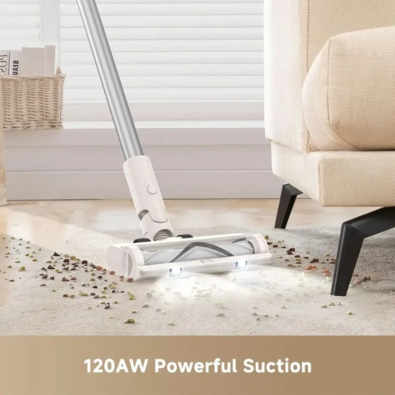 Cordless Vacuum Cleaner R10 Pure, 120AW Powerful Suction, Stick Vacuum Cleaner for Home, Anti-Tangle, LED Headlights, Up to 60