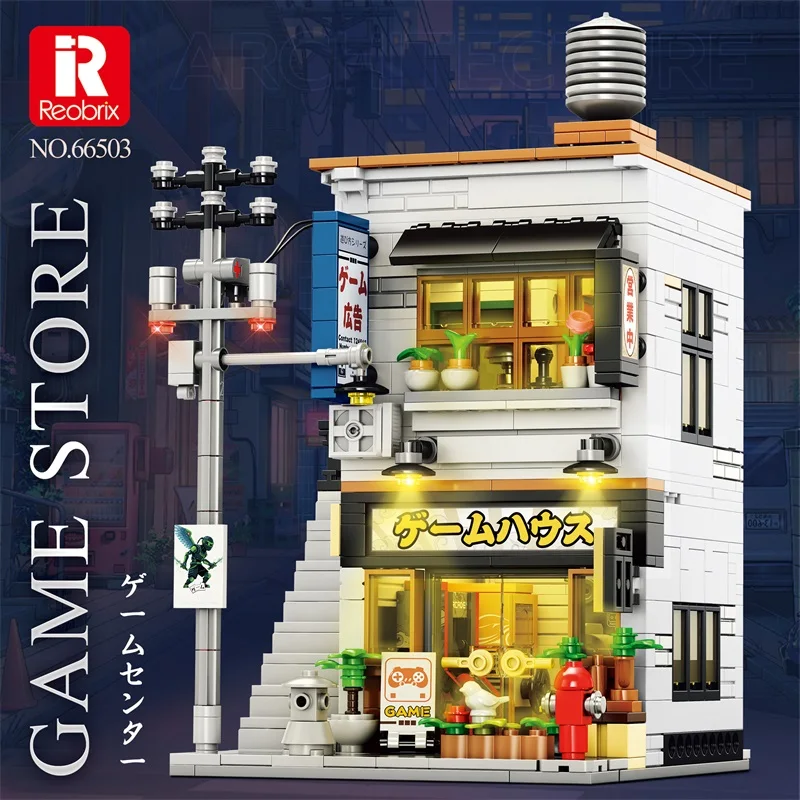 984PCS Arcade Game Room Building Blocks Changeable Form Street View Store Model Bricks Desktop Decoration Toys For Kids Gifts