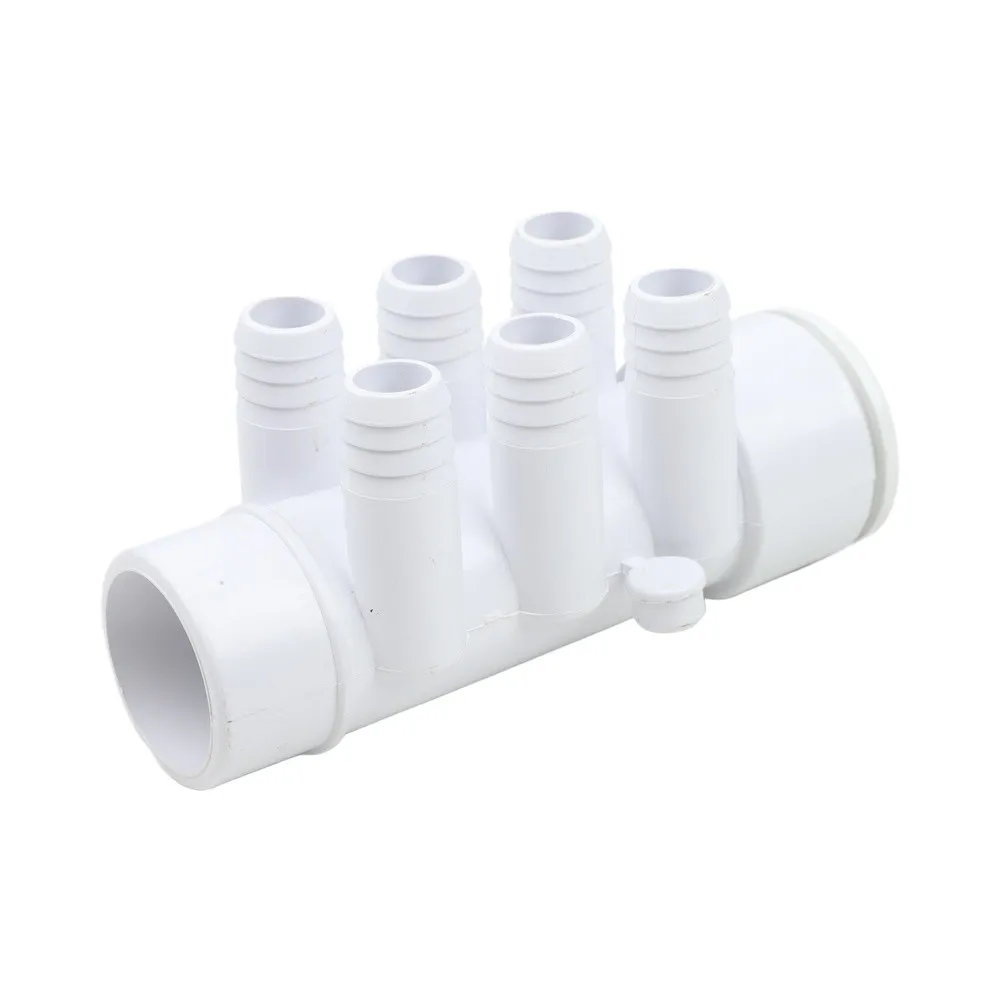 Six Hole Water Manifold for Spa Systems with 1.5 inch to 3/4 inch Connection and 21.5 mm Delivery Port for Bathtub Nozzle