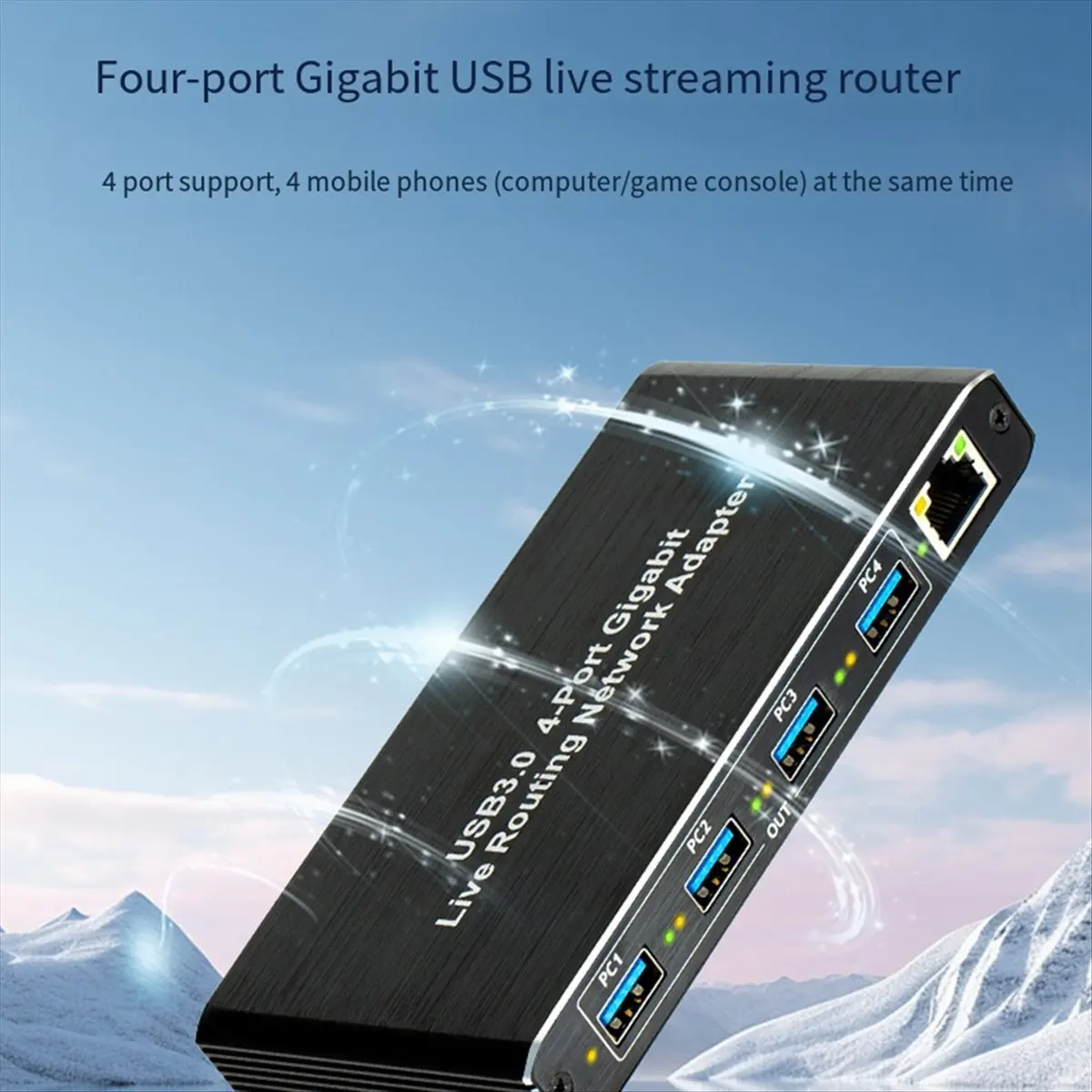 A85P USB3.0 Gigabit Network Adapter Plug and Play Driver-Free 4-Port Gigabit RJ45,for Computers, Live Streaming Equipment