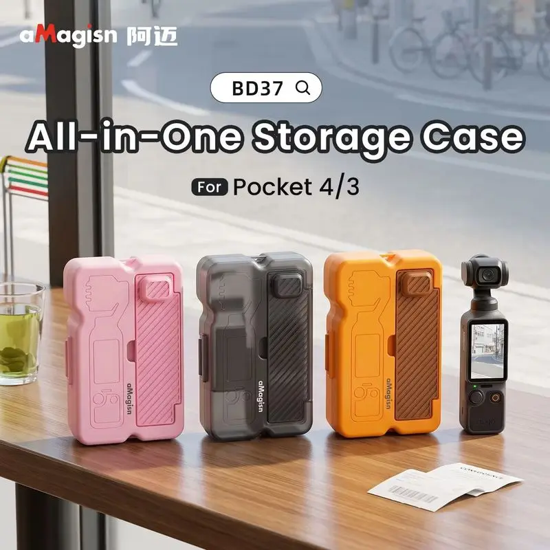 Amagisn Portable Storage Case For Dji Pocket 4 3 Handheld Camera Shockproof Carry Box With Wrist Lanyard
