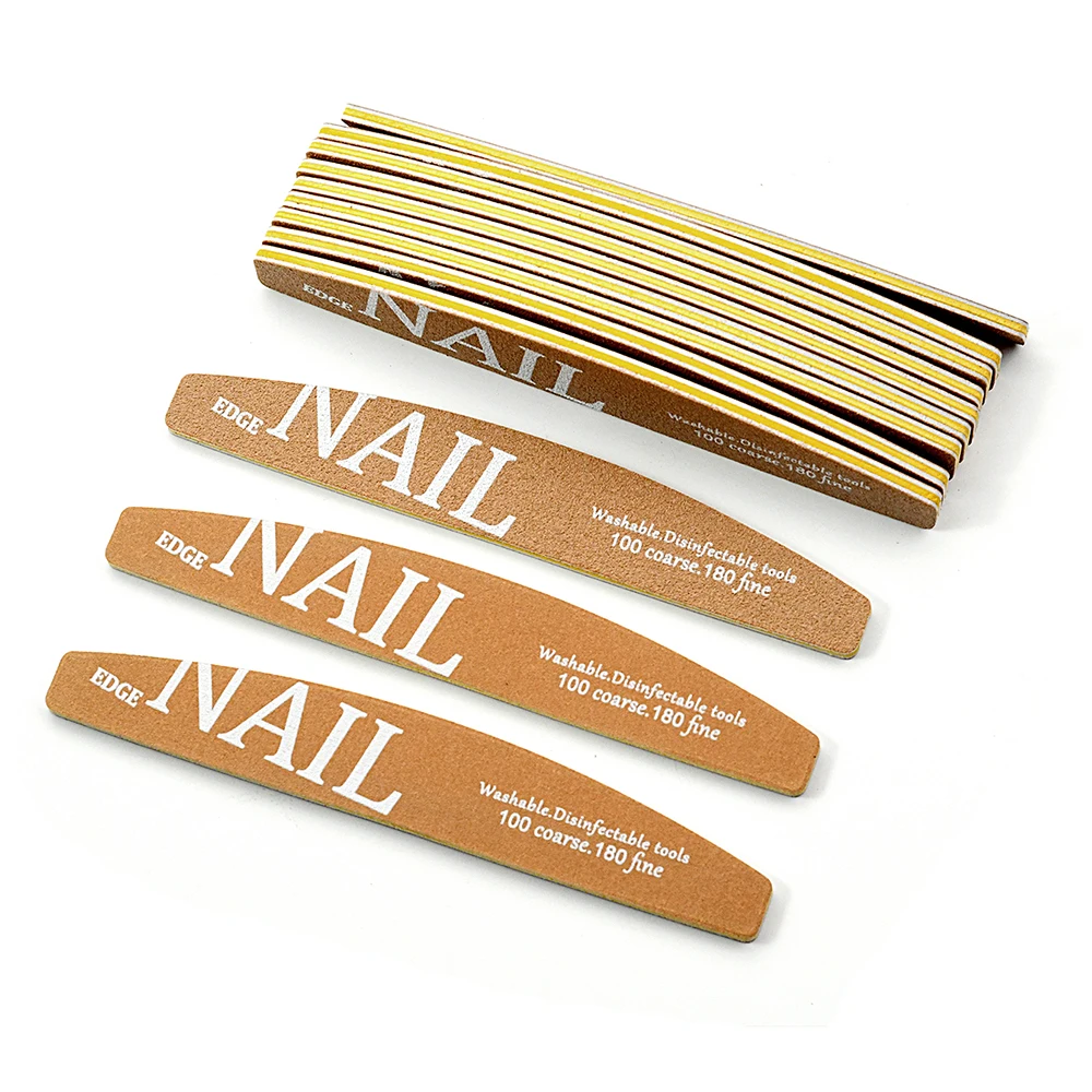 

30Pcs/Bag Thick Nail Files Set Professional Double Sided Banana Nails Buffer Filer Emery Boards Manicure Tool For Acrylic Nails