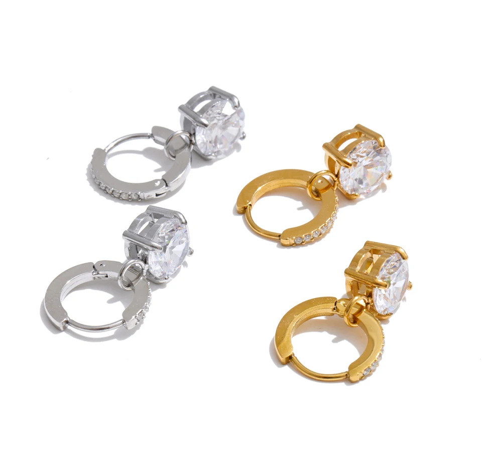 Yhpup Edelstahl-Ohrringe mit quadratischem Zirkonia-Besatz, hochwertig, täglich schick, als Geschenk geeignet, ästhetisch, exquisiter Schmuck – Detail 3