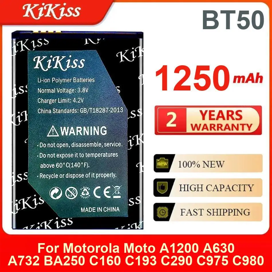 

Аккумулятор Kikiss BT50 1250 мАч для Motorola Moto A1200 A630 A732 BA250 C160 C193 C290 C975 C980