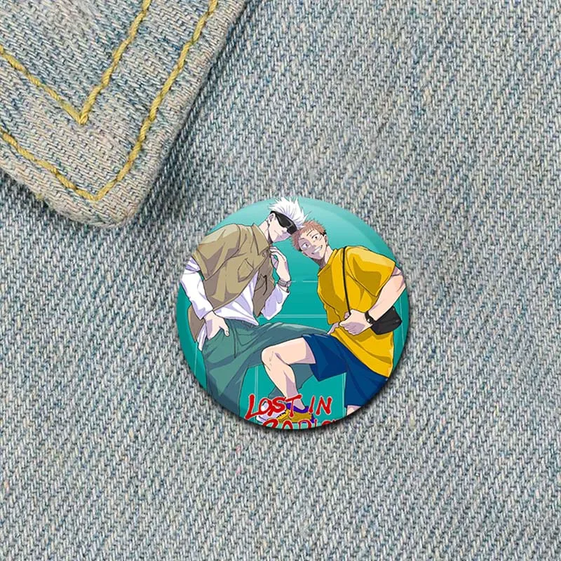 HD Print Round Handmade Anime Pins Ryomen Sukuna/Satoru Gojo Round Brooches Fushiguro Megumi/Itadori Yuji/Choso Cartoon Badge