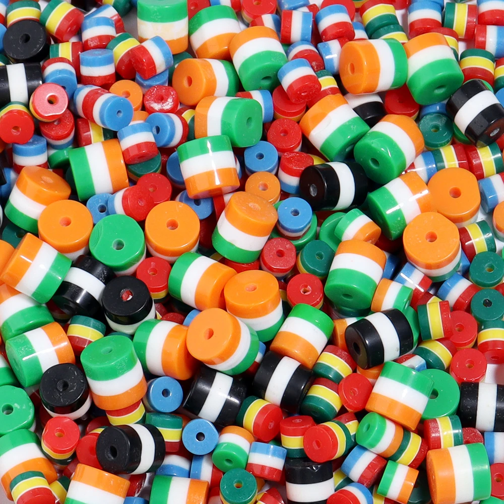 50 teile/los 6x6/8x9mm Acryl Spacer Perlen Zylindrischen Streifen Spacer Perlen Für Schmuck Machen DIY armband Halskette Zubehör