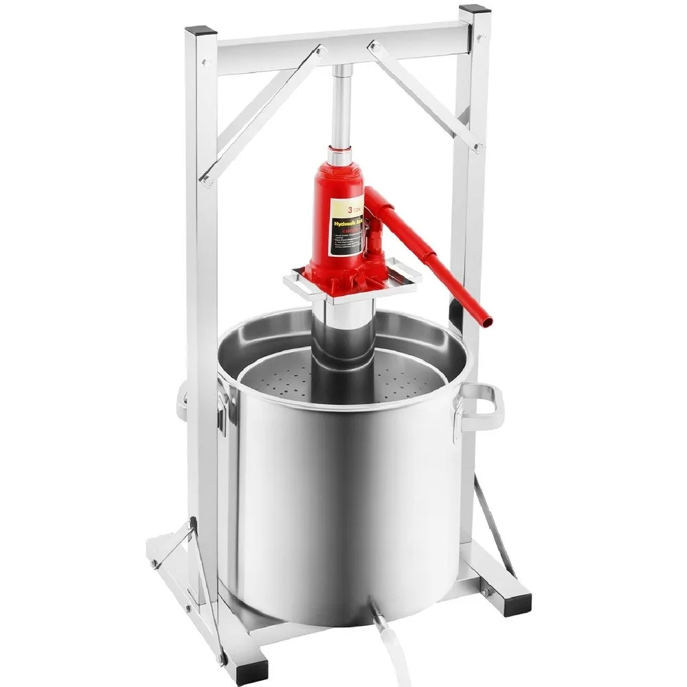 22/36L Fruit Wine Press 5.8/9.5 Gallon Heavy Duty Stainless Steel Juice Maker Hydraulic Jack Press Extractor for Rice