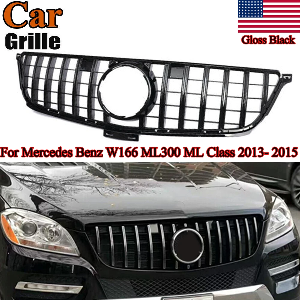 SAIQINGSP Car Accessories Tools GTR Style Front Grille For Mercedes Benz W166 ML-Class ML300 ML320 ML350 ML400 2012-2014