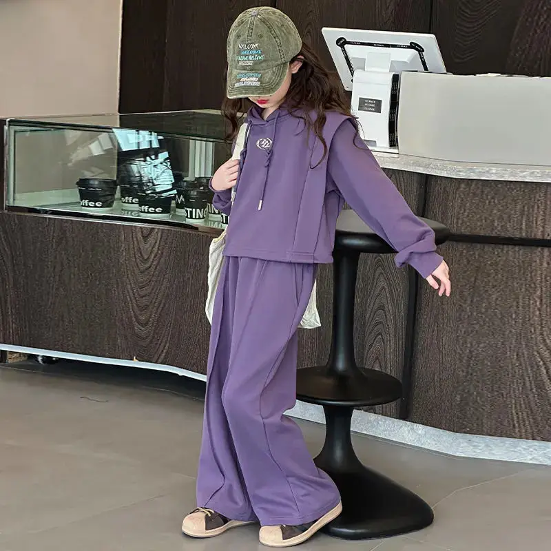 

New Girls' Hoodie Set for Spring and Autumn 2025, Children's Fall Clothing, Girls' Autumn Outfits, Kids' Casual Two-Piece Trendy