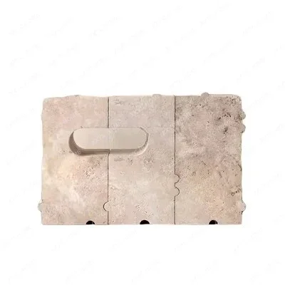 TTItalian Designer Natural Travertine Column Side Table Creative Personalized Carving Travertine Combination