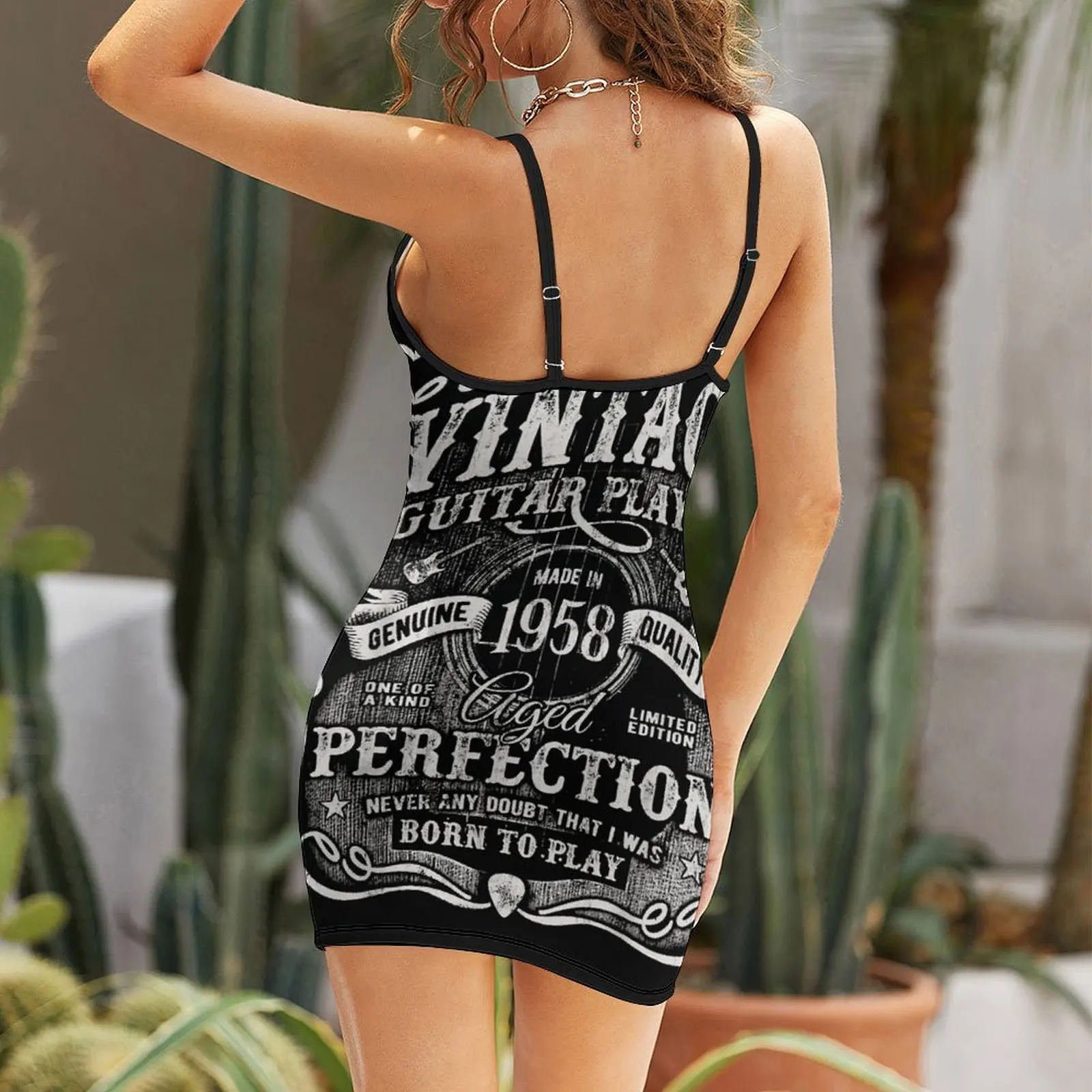 Vintage Guitar Player Made In 1958 Classic 64th Women's Sling Dress Hot Sale Sexy Woman's Clothing Humor Graphic Cocktails The D