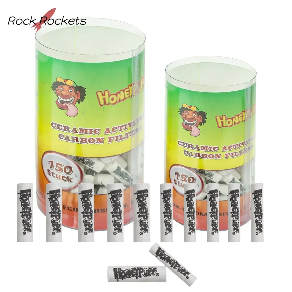 R & R 150 unids/caja filtro de carbón activo desechable punta 6MM/7MM cerámica saludable soporte para cigarrillos hierba seca accesorio para pipa