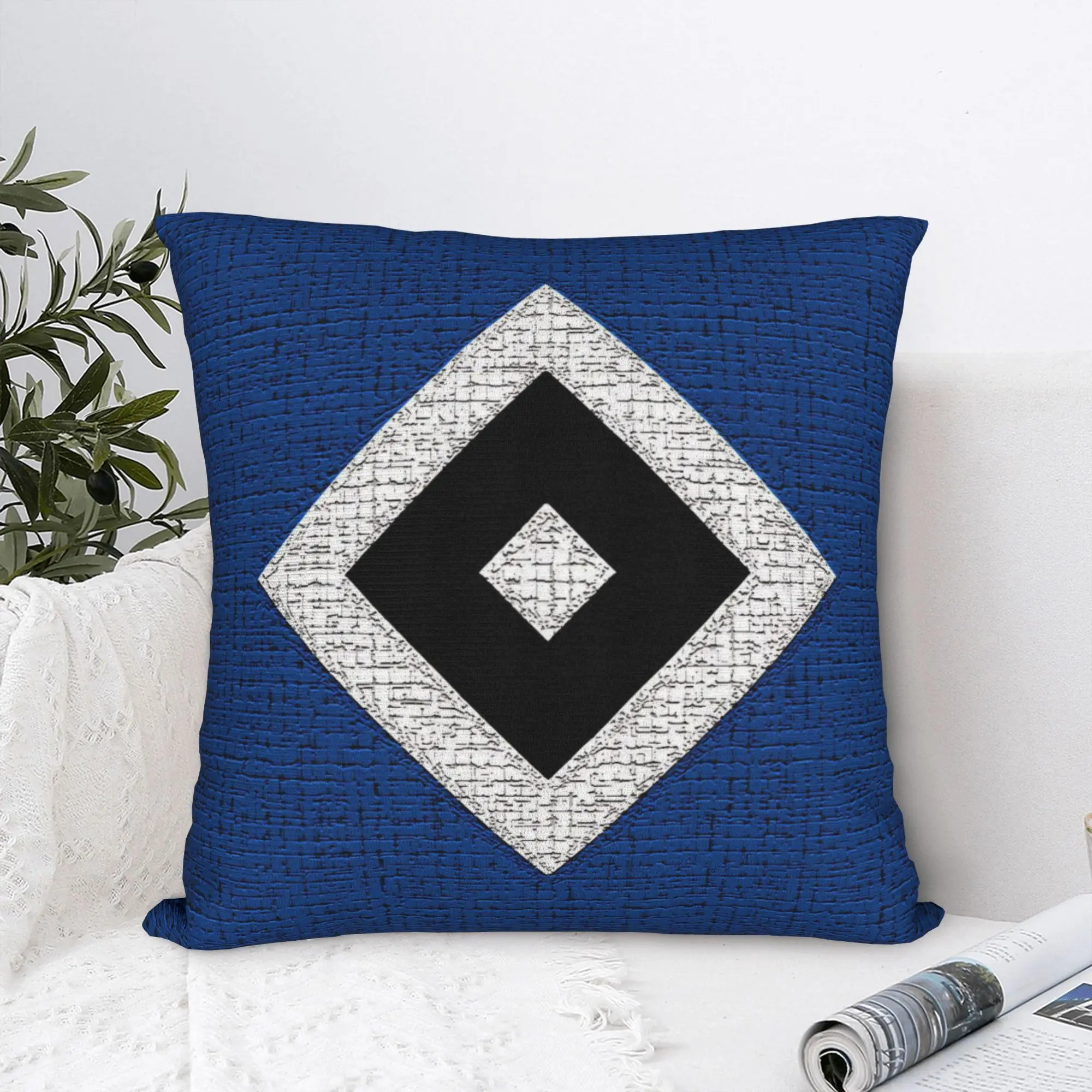 Blue Diamond HSV Soccer Square Pillow Cases Hamburgers SV Bundesligas Cushion Covers Custom Zippered Pillowcase for Sofa 40x40cm