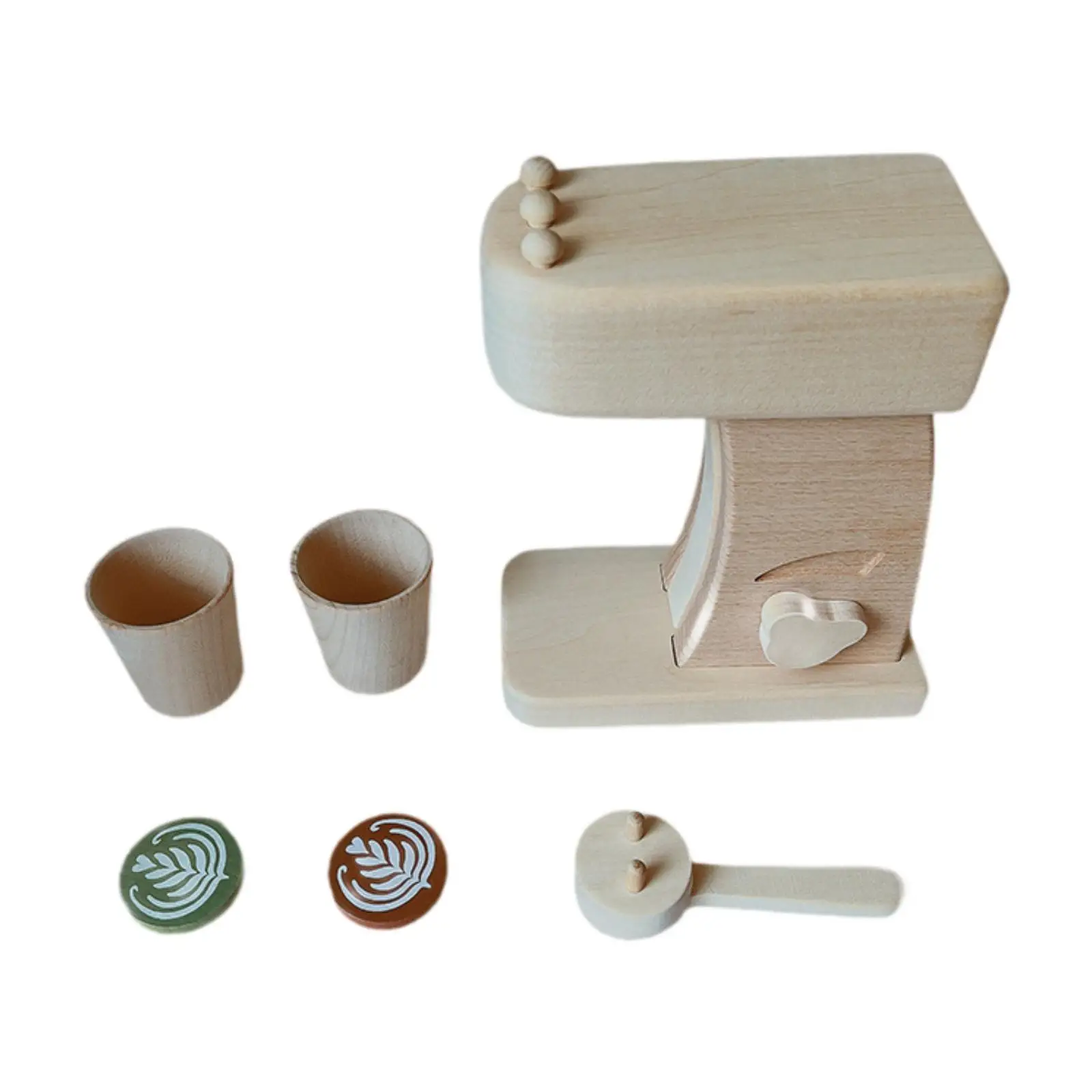 Wooden Coffee Maker Set, Espresso Machine Playset, Play Kitchen Accessory, Stimulates Imaginative for Toddlers Gifts