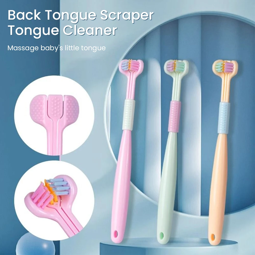 Three Side Clean Toothbrush Soft Bristle CHILDREN\'S Three Head Soft Bristle Toothbrush PC Tube Packaging