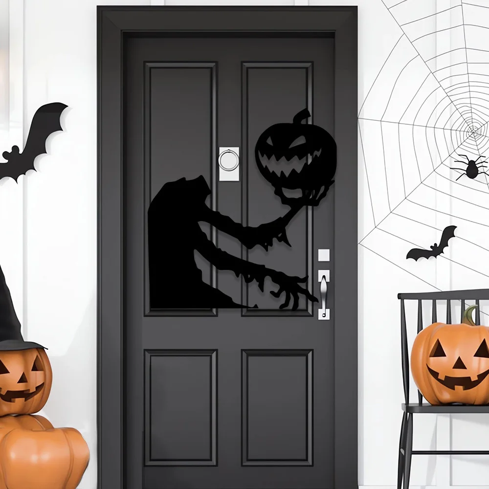 Halloween Decoration Halloween Skull Pumpkin Door Sticker Halloween Party Decoration Felt Cloth Wall Sticker