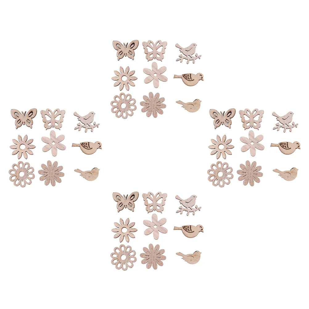 

200Pcs Wooden DIY Pieces Smooth Surface Cartoon Style Painting Chips Educational Craft Supplies for Kids Wooden Slice Decoration