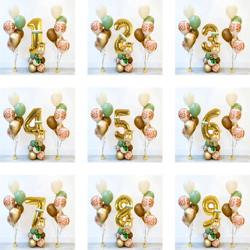 Ensemble de Ballons en Latex Vert Sauvage pour Enfants, Décoration de ixd'Anniversaire, Jungle quelque part, 32 ", 1, 2, 3, 4, 5, 6, 7, 8 9e Anniversaire, 30 Pièces