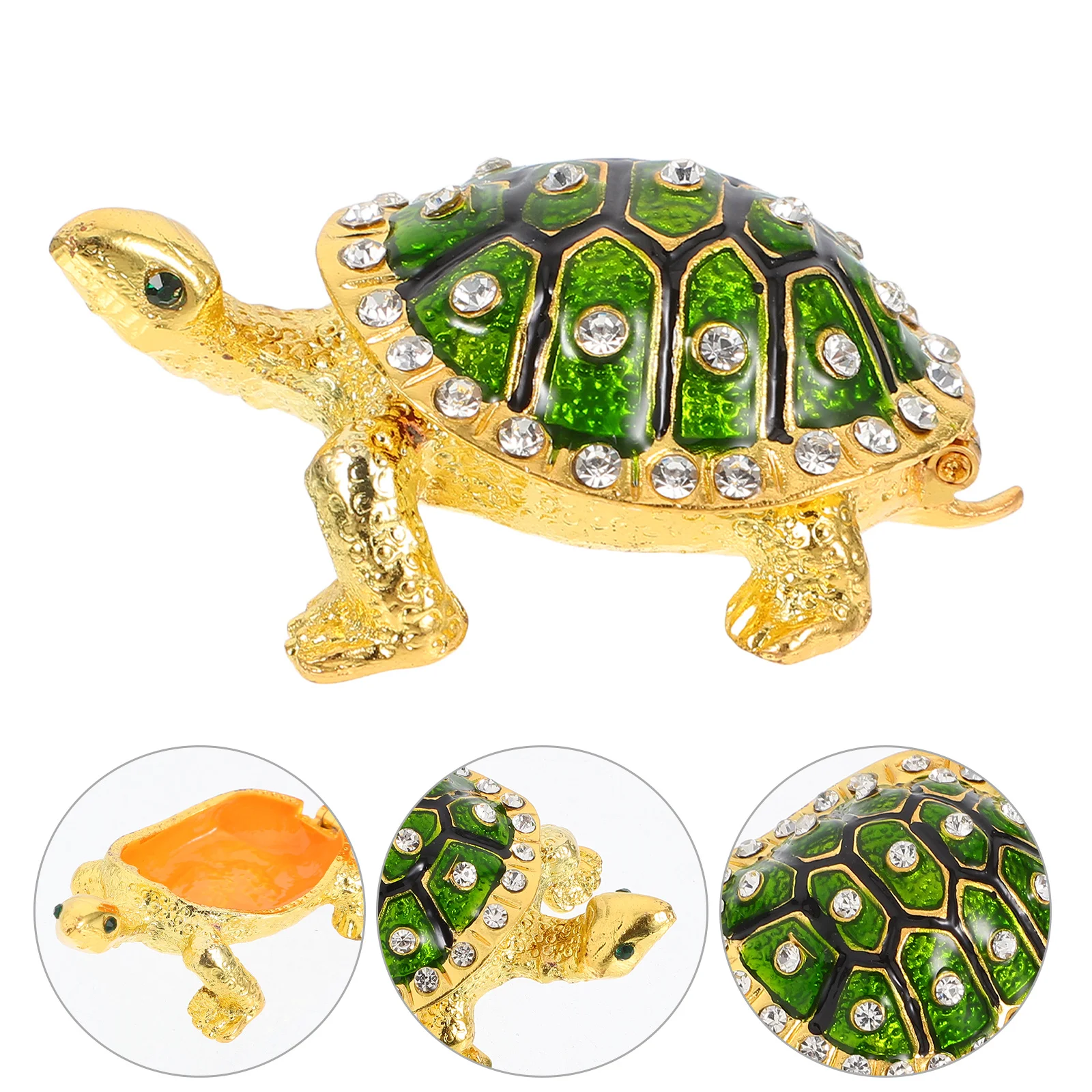 

Элегантная металлическая шкатулка-черепаха для украшений с откидной крышкой, органайзер для колец, серег, ожерелий и мелких аксессуаров для нее