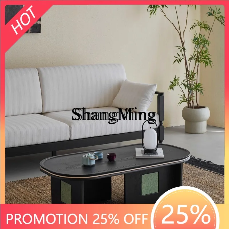 

CL style living room household coffee table solid wood retro oval medieval black tea table