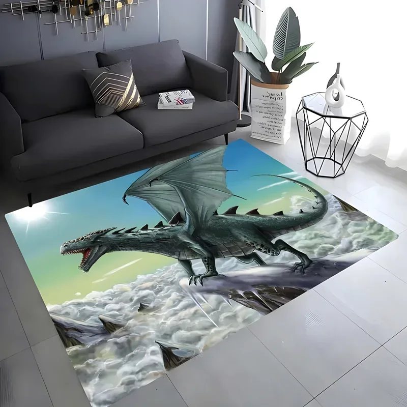 Dragon print carpet, living room bedroom housewares garden lawn mat baby mat bathroom kitchen non-slip carpet birthday present