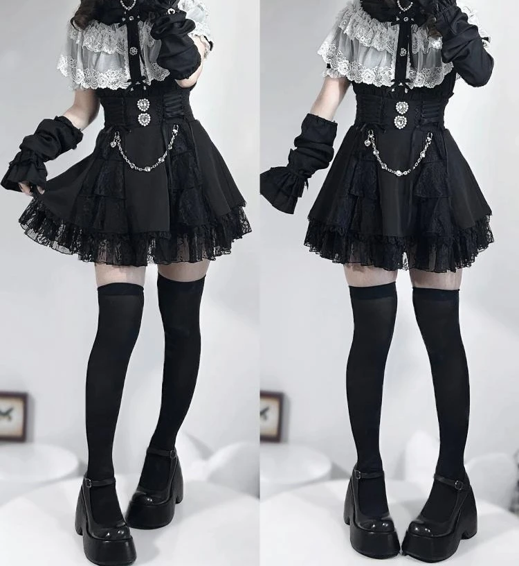 Short Skirt Lace Cape Heavy Fitting Sleeve Long Short Sleeve Sleeve Shirt Set