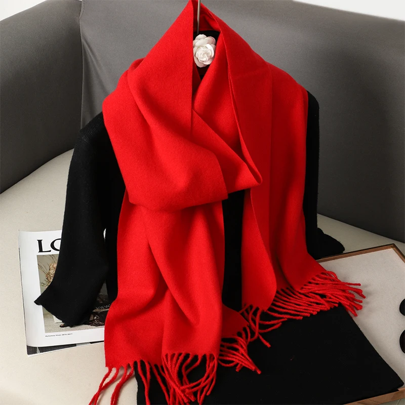 Fashion Solid Color 2024 Women Scarf Winter Hijabs Tessale Tassels Long Lady Shawls Cashmere Like Pashmina Hijabs Scarves Wraps