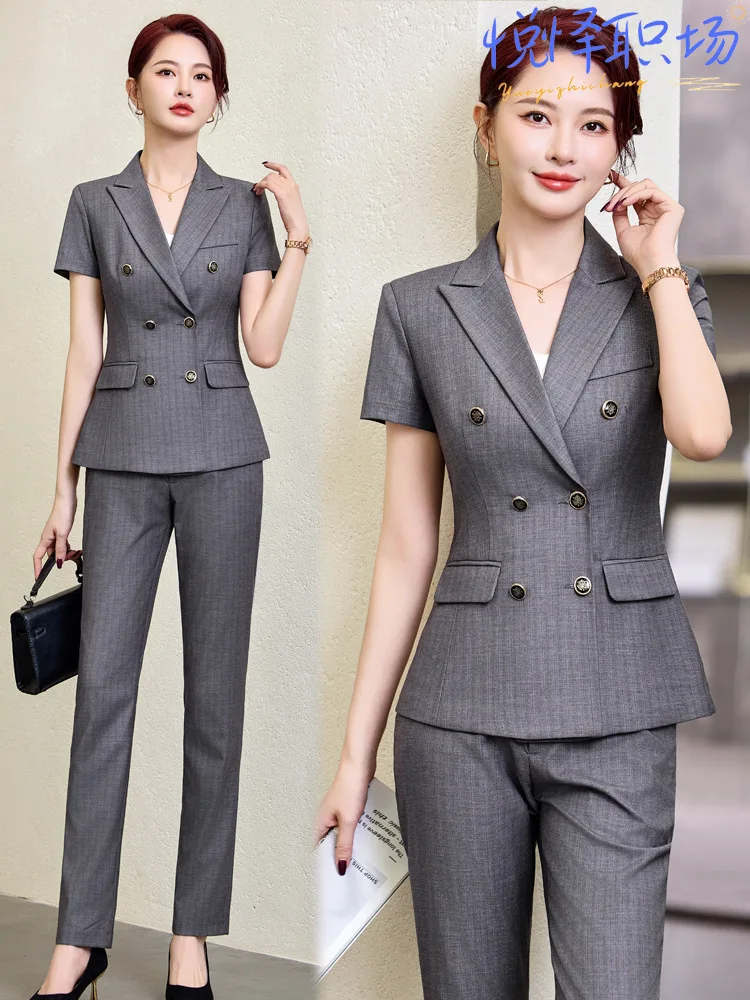Women's Summer Thin Short-Sleeve Suit2025New high-end professional attire for teachers and hotel front desk staff