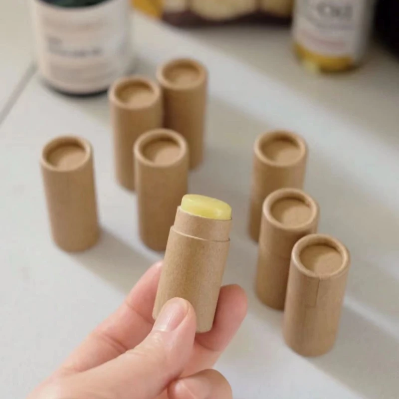 12g/0.4oz Kraft Paper Push Up Tubes Cardboard Cosmetic Cylindrical Packaging Lip Balm Deodorant Container