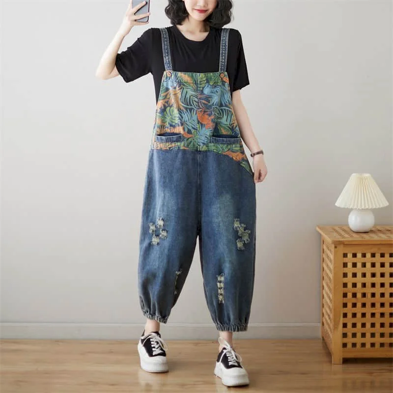 

Artistic Jumpsuits for Women Patchwork Design Harem Pants Vintage Streetwear One Piece Outfit Women Casual Rompers Women Clothes