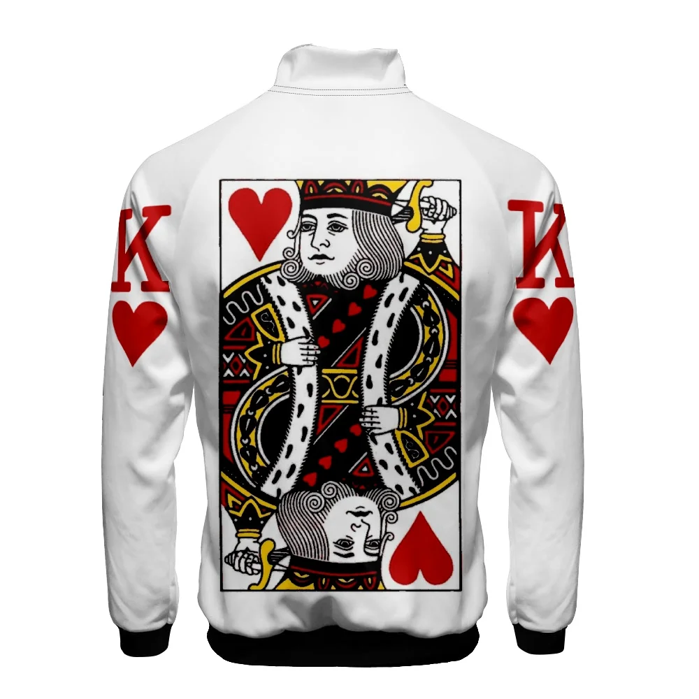 Coats Playing Cards Poker K Q print 3D Stand Collar Hoodies Men Women Casual Zipper Hoodie KING QUEEN Jacket Clothes