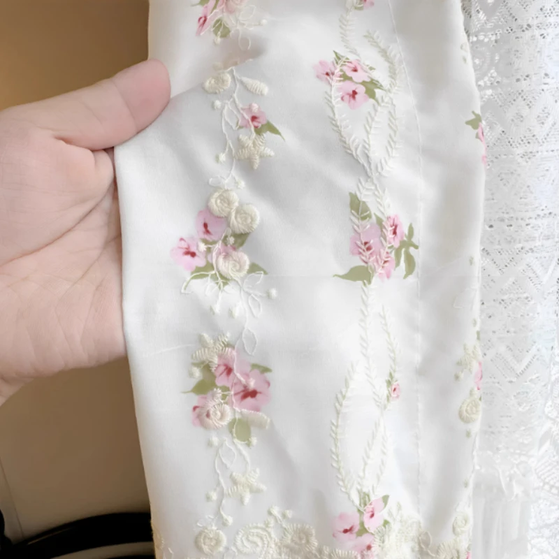 Double Layer Pearl Sheer Curtain Embroidered Jacquard Light-transmitting Slightly Transparent Romantic Atmosphere Gauze Curtain