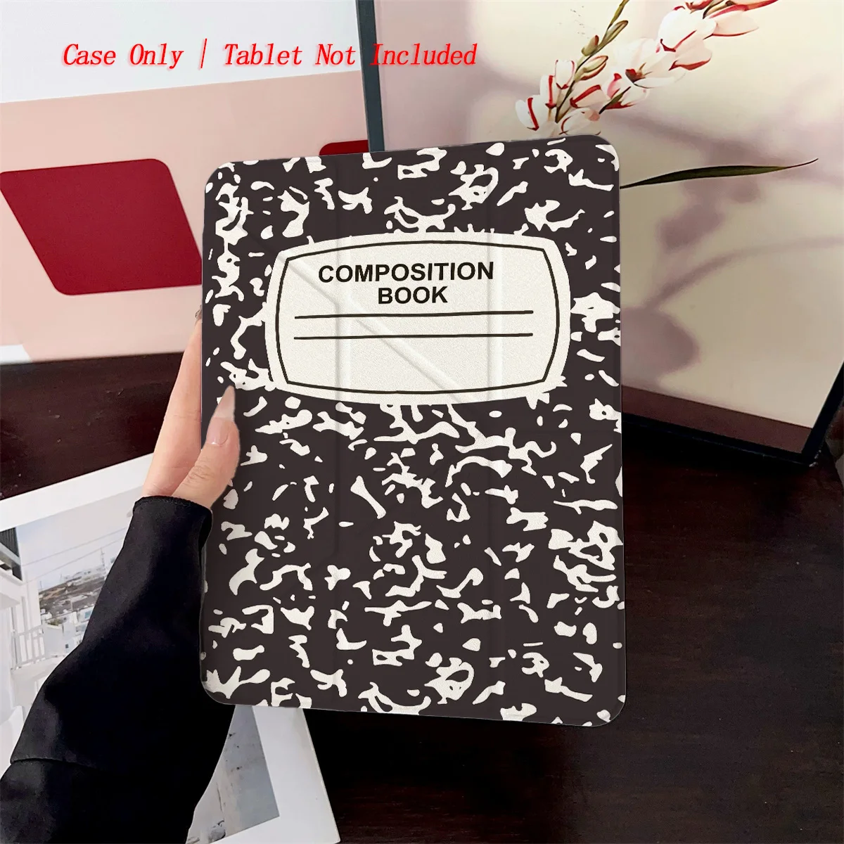 Minimalist Y-Fold Acrylic Black & White Patterns iPad Case For Apple iPad Pro 11/12.9 Air 3/4/5 Mini 5/6 8th-10th Gen Cover