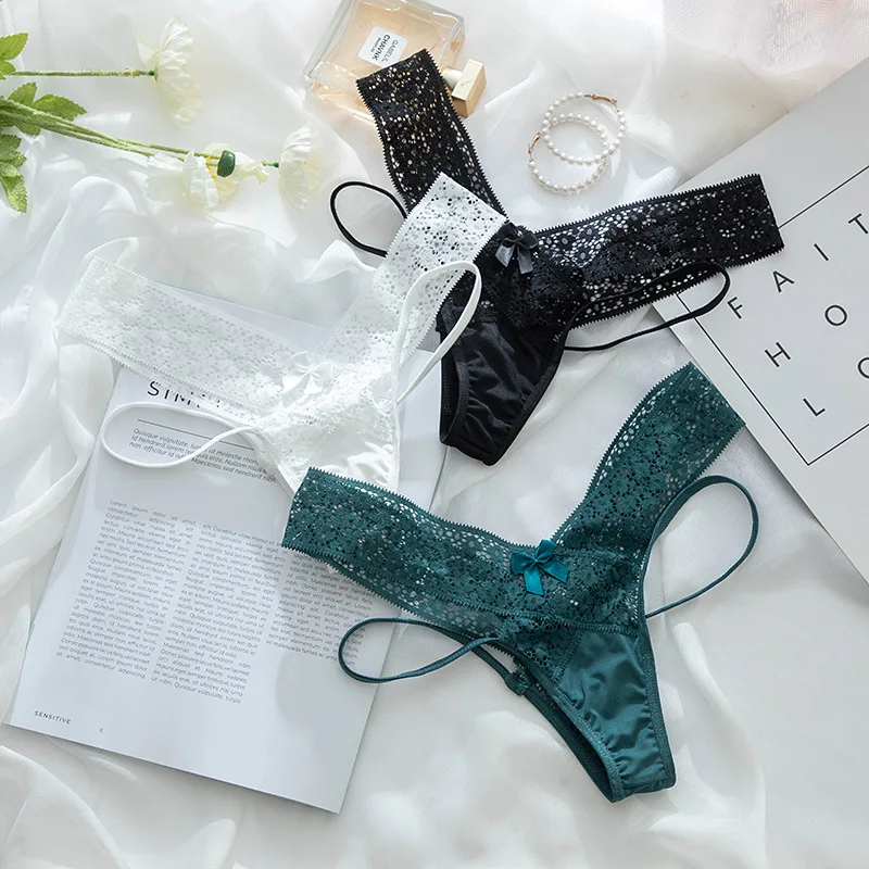 مثير سراويل داخلية نسائية من الدانتيل النساء شفافة منخفضة الخصر Underpant الجوف خارج ثونغ للإناث ملخصات سلسلة الملابس الداخلية الملابس الداخلية
