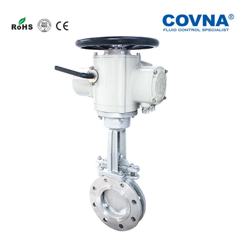 COVNA Automated Gate Valves Flanged Stainless Steel 12 inch Electric Actuator Knife Gate Valve