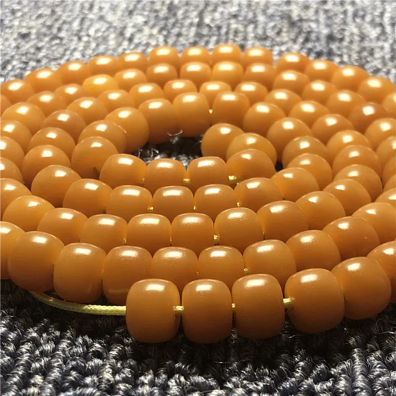 Factory Wholesale108Old Weathered Bodhi Root Bracelet Yellow Chicken Grease Bodhi Seed Barrel Bead BraceletdiyOrnament