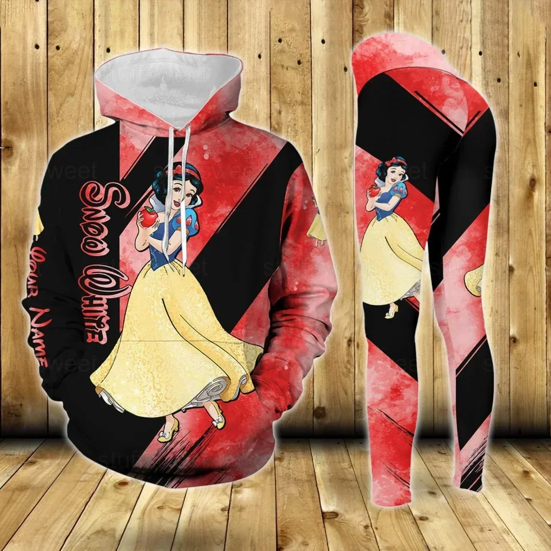 

New Disney Snow White Hoodie And Leggings Suit Women's Diseny Princess Hoodie Yoga Pants Sweatpants Fashion Tracksuit Set