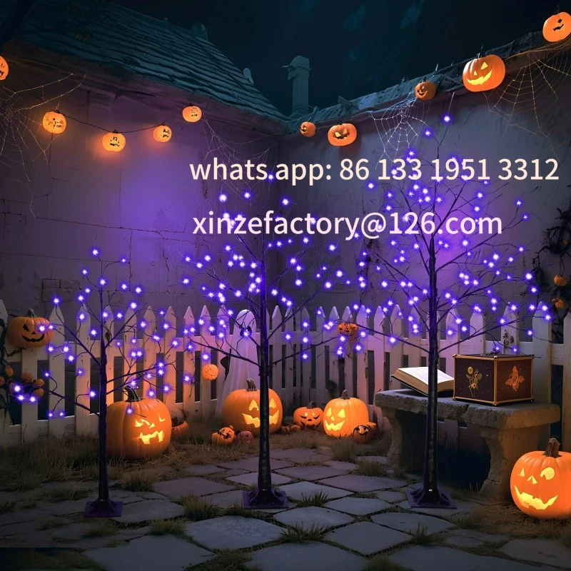 

Customizable 3 Pac Halloween Spooky Tree with Purple Lights, 4FT 5FT and 6FT, Lighted Black Tree for Halloween Decoration