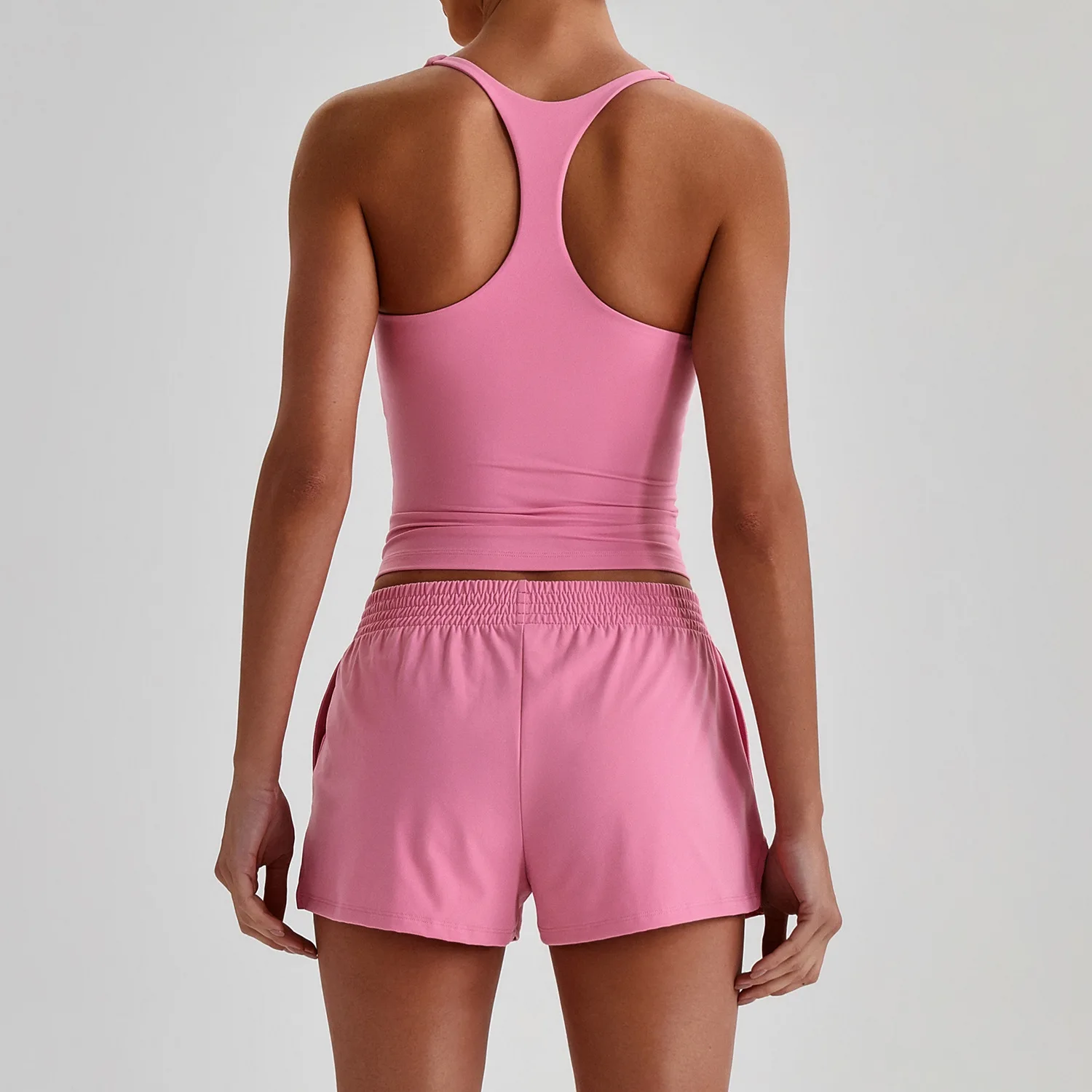 Gym Workout Sportswear Women's Yoga Set Outdoor Running Sports Bra Quick Dry Breathable Shorts with Pockets Fitness Suit