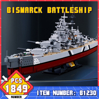 M38-B1102 Sluban Bismarck Battleship Two In One Large Size Warship Model Assembly Building Blocks Birthday Gift For Boys Adults